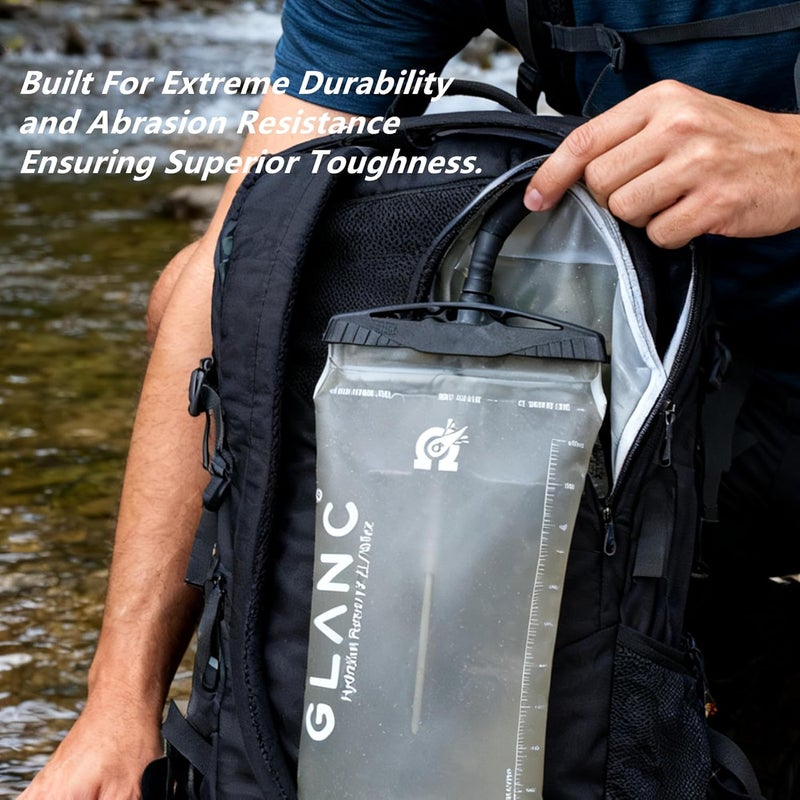 GLANC Hydration Bladder - 2L Water Bladder with Cleaning Kit for Outdoor Hiking Backpack, BPA Free Leakproof Water Reservoir for Hydration Pack, Insulated Hose & High Flow Bite Valve - Image 5